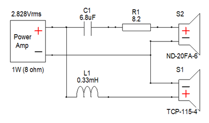 2-way first order filter in parallel configuration
